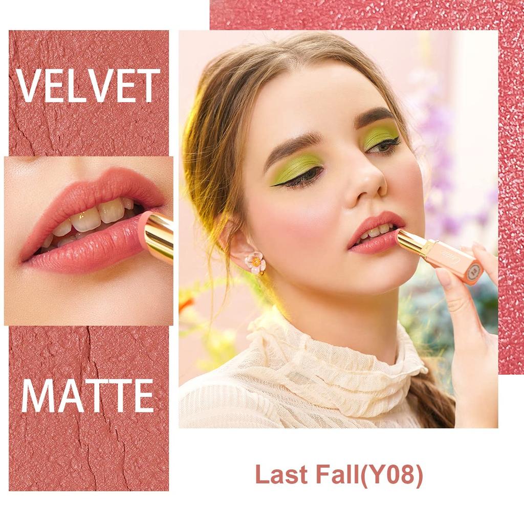 Oulac Soft Matte Lipstick for Women - Nude Peach Lipstick & Blush Duo, Cream to Powder Texture, Color Rich, Lightweight & Smooth, Enriched with Ros