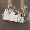 1PC Suction Cup Non-punching Rack Toilet Bathroom Wall-mounted with Hook Storage Rack Toiletries Storage Box