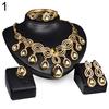 Noble Cubic Zirconia Earrings Necklace Bib Statement Ring Bracelet Jewelry Set