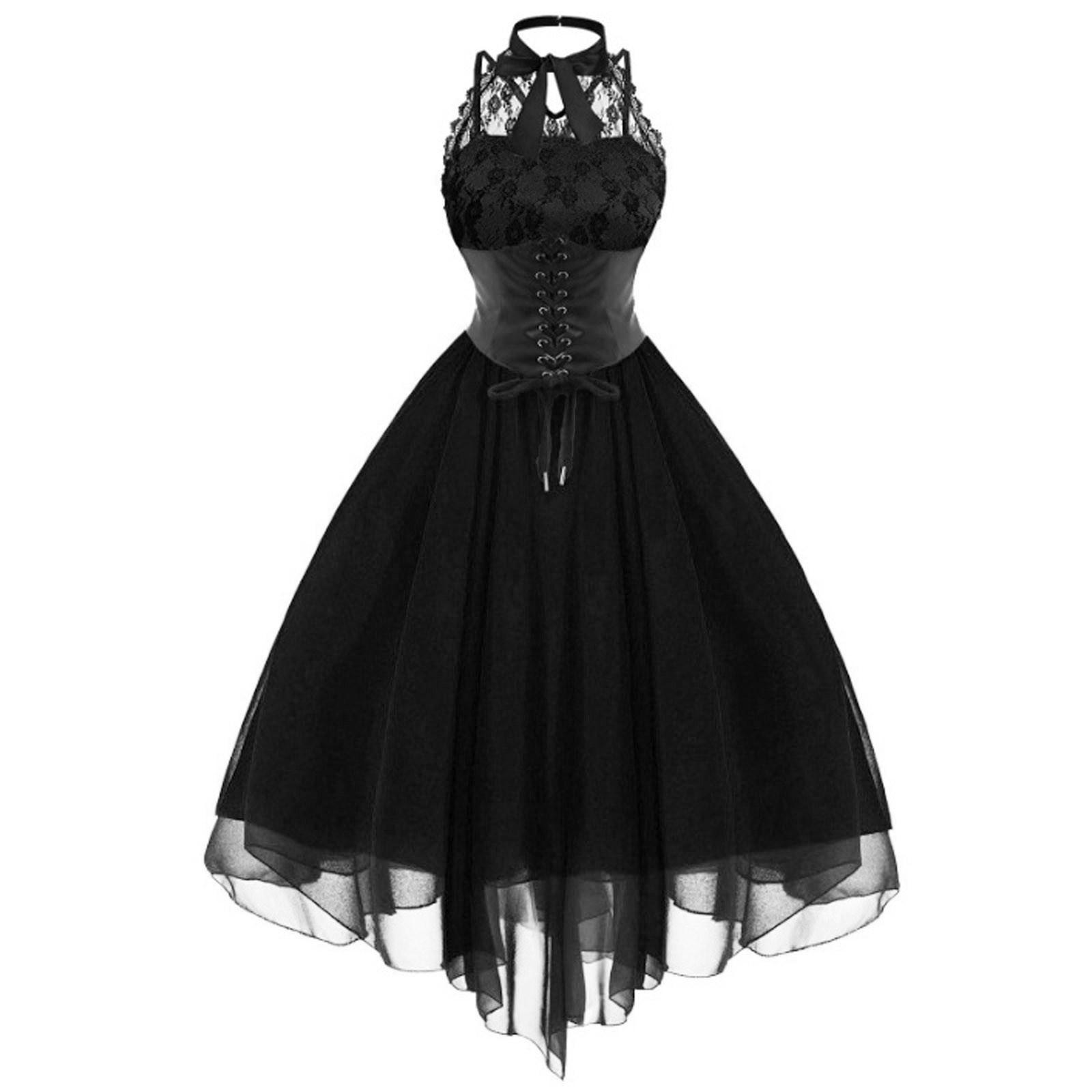Fashion Women s Sexy Sleeveless High Waist Color Lace Dress S чёрный