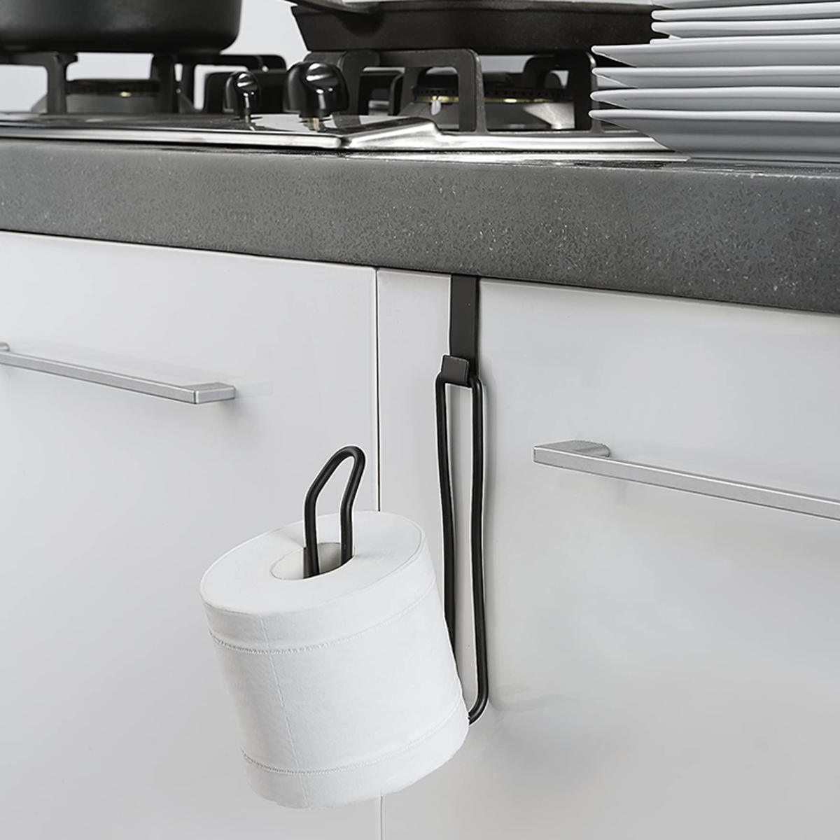 1 шт. Железный держатель для туалетной бумаги, органайзер, настенный, для хранения, подставка, кухня, ванная комната, без сверления, диспенсер для туалетной бумаги, однотонный, простой, удобный None чёрный
