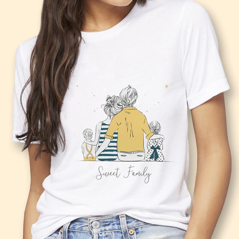 Mothers Day Theme Cute Cartoon Trend ShortSleeved Womens TShirt Polyester Fabric Simple AGeneration Style