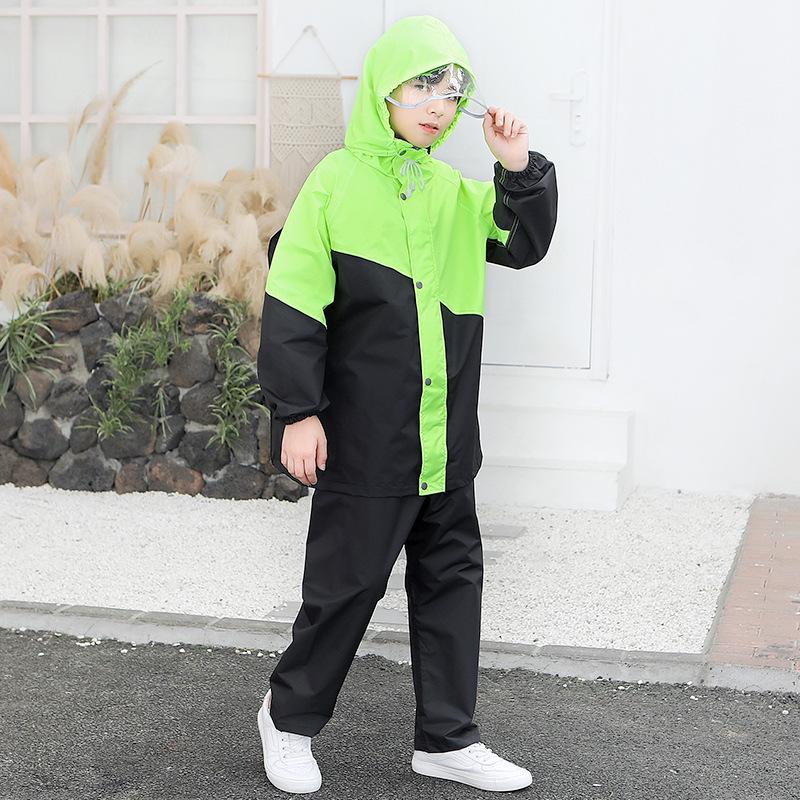 Kid's Raincoat & Pants Set with Large Brim and Backpack Slot for Boys and Girls