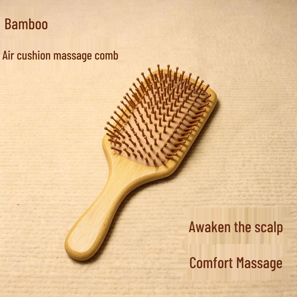 Nan Bamboo Air Cushion Comb - Scalp Massage & Fluffy Styling with Customizable Logo