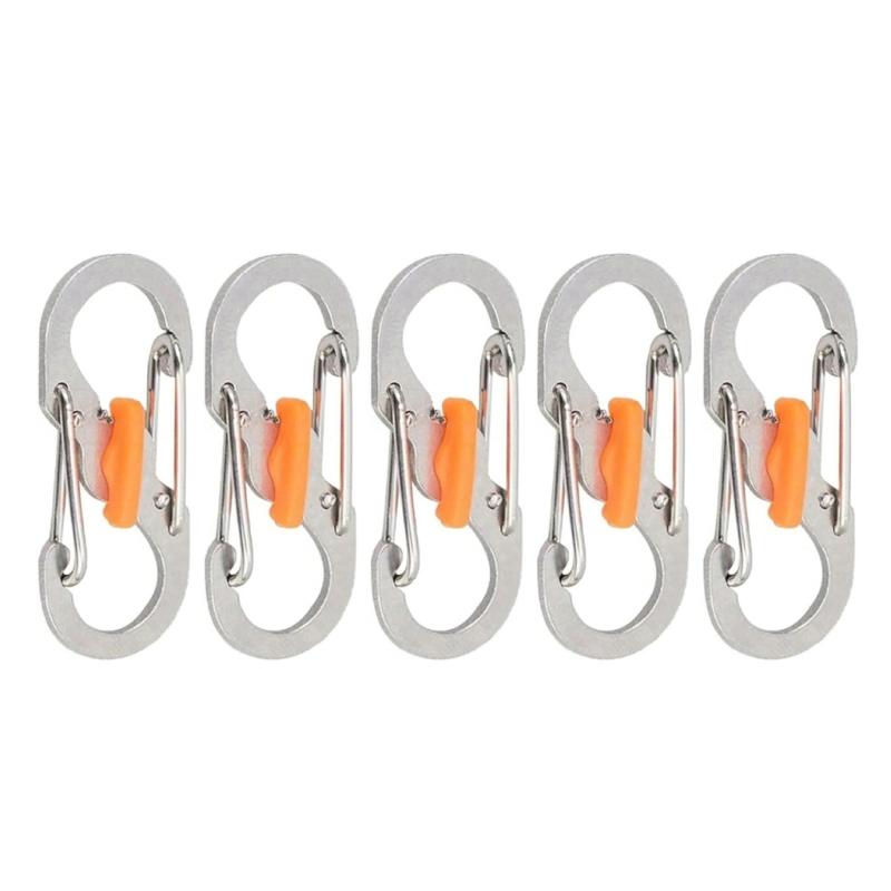 Надежный запирающийся карабин-клипса формы 8 Прочность Карабин из нержавеющей стали для багажа Рюкзаков серебряный