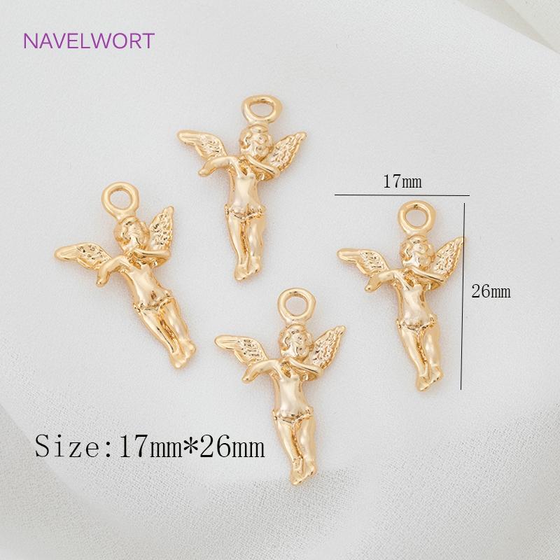 18K Gold Plated Brass Metal Lovely Angel Fairy shaped Charms Pendants Findings For DIY Jewelry Making Accessories