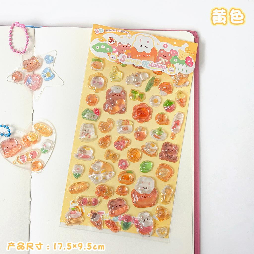 Kawaii 3D Relief Cartoon Droplet Decorative Stickers Fun Collage DIY Handmade Aesthetic Stationery Stickers