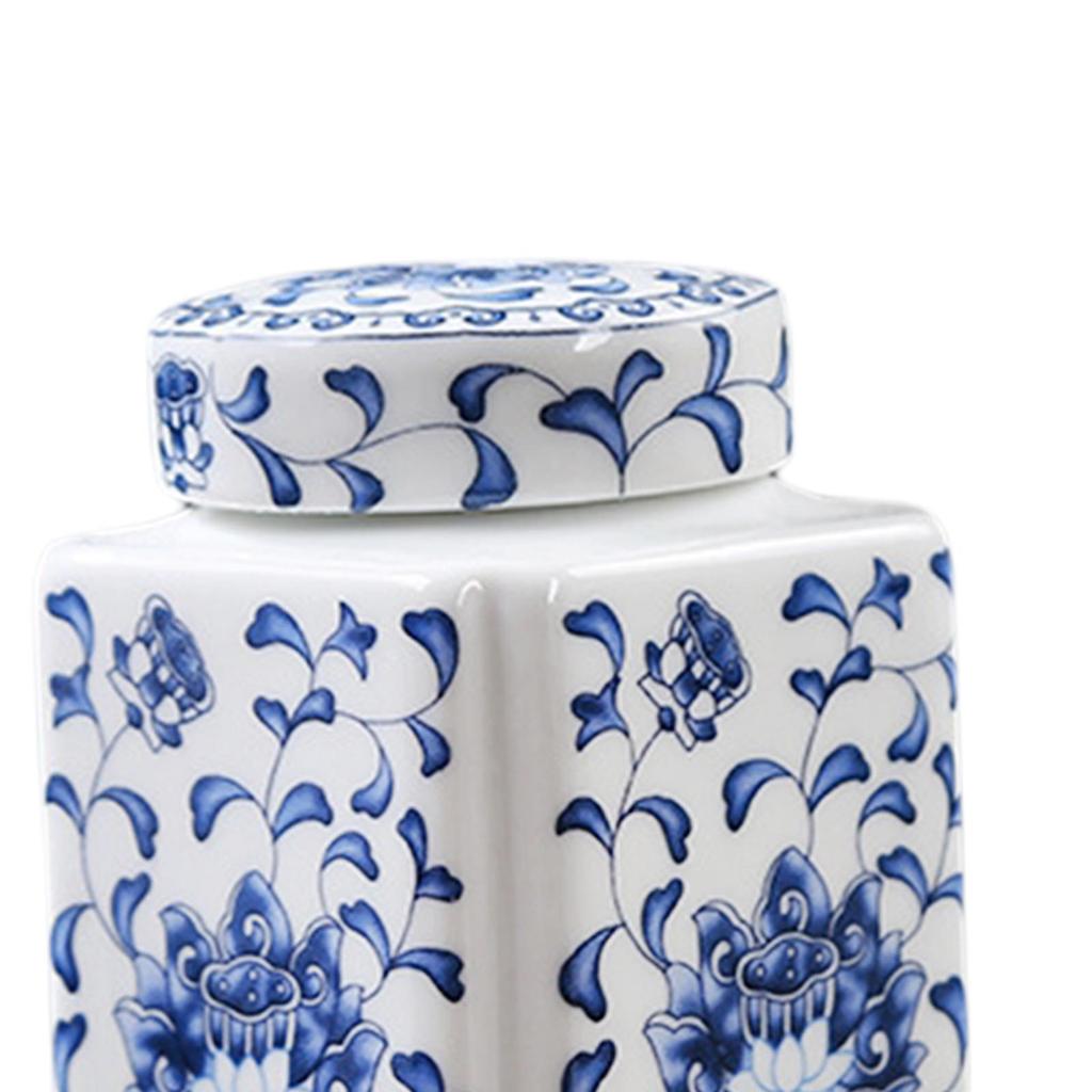 Porcelain Temple Jar Ceramic Ginger Jar Porcelain Food Storage Jar Flower Vase for Home Decor