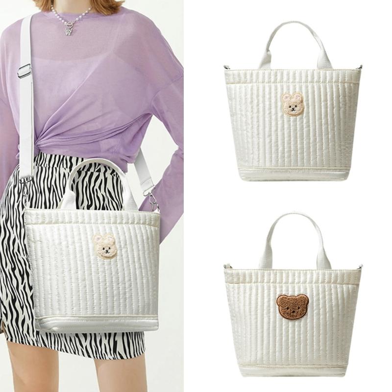 Travel Bag Embroidery Bear Pattern Diaper Bag Crossbody Bag Multiple Compartment Shoulder Bag Large Capacity Mom Bag