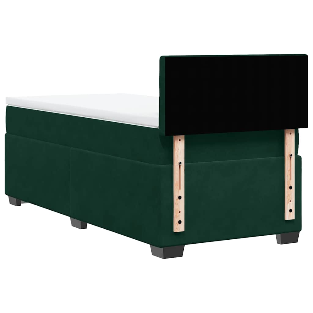Box Spring Bed with Mattress Dark Green 90x200 Cm Velvet