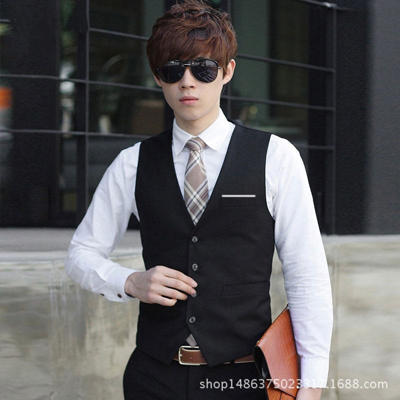 Spring and Autumn Tops Men Classic Formal Business Slim Fit Chain Vest Suit Male Clothing Waistcoat