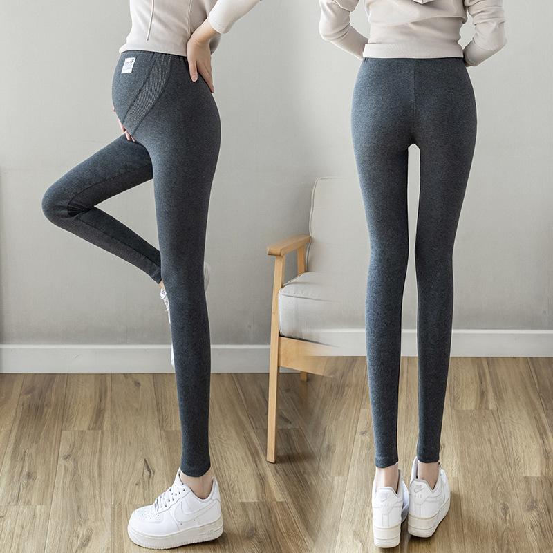 Maternity leggings spring and autumn outer wear cotton large size autumn trousers velvet support 0 kg pregnant women nine-point pants
