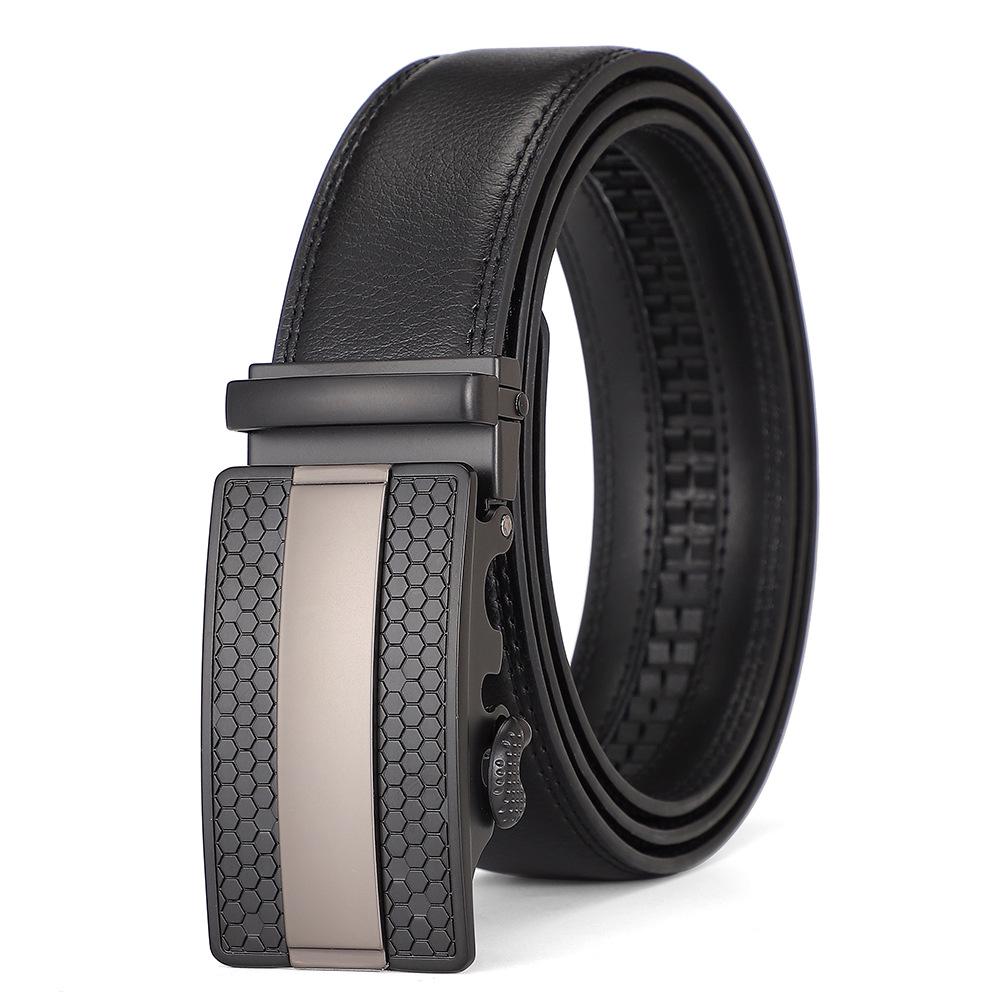 Men's Genuine Leather Automatic Buckle Belt - Cowhide Casual Waist Belt for Pants