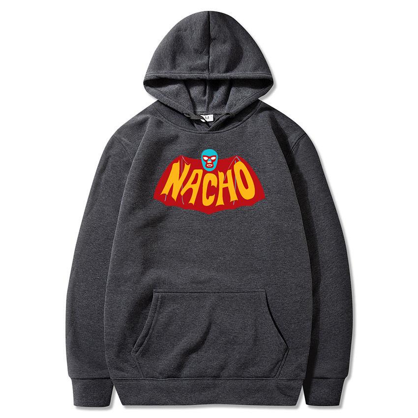 New autumn and winter Nacho printed hoodie classic style daily casual fashion pullover solid color fleece warm hoodie