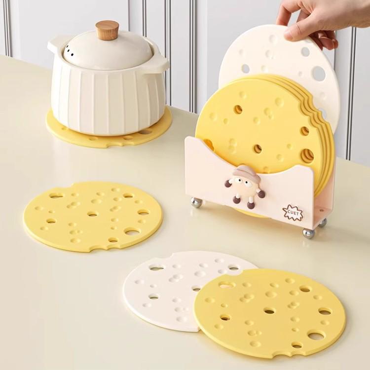 

Cheese Silicone Heat Insulation Pad - Anti-scalding, Cream Style for Pots and Bowls