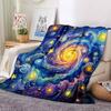 1pc Starry Night Cosmic Swirl Blanket, Lightweight Flannel Throw Blanket For Sofa, Bed, Travel, Camping, Living Room, Office, Couch, Chair, And Bed