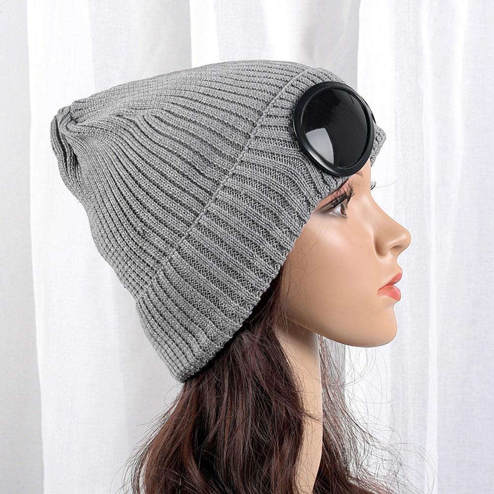 Bonnet en tricot pour hommes/femmes avec ornements lunettes Chapeau chaud à la mode