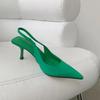 Fashion Thin High Heels Slingback Sandals Pointed Toe Slip On Mules Shoes Ladies Elegant Shallow Pumps Party Dress Sho