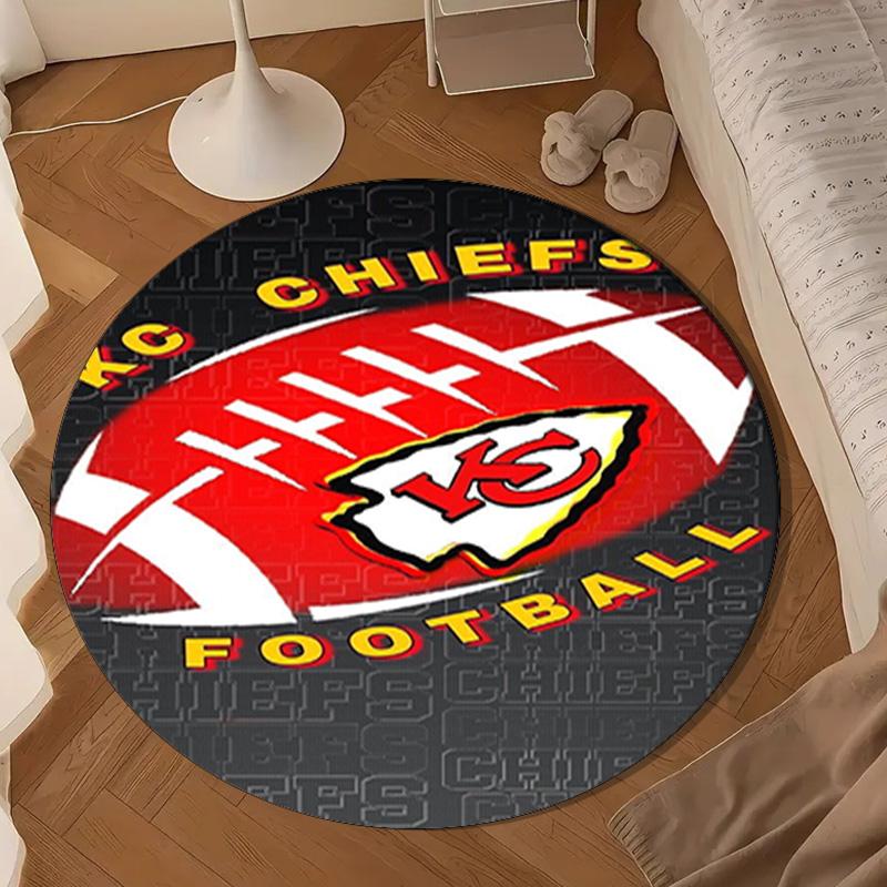 Tapis rond motif Kansas City Chiefs, Tapis circulaire antidérapant Tapis de chaise Pour salon, Chambre à coucher, Paillasson décoration de maison Cadeau Cadeaux de Noël