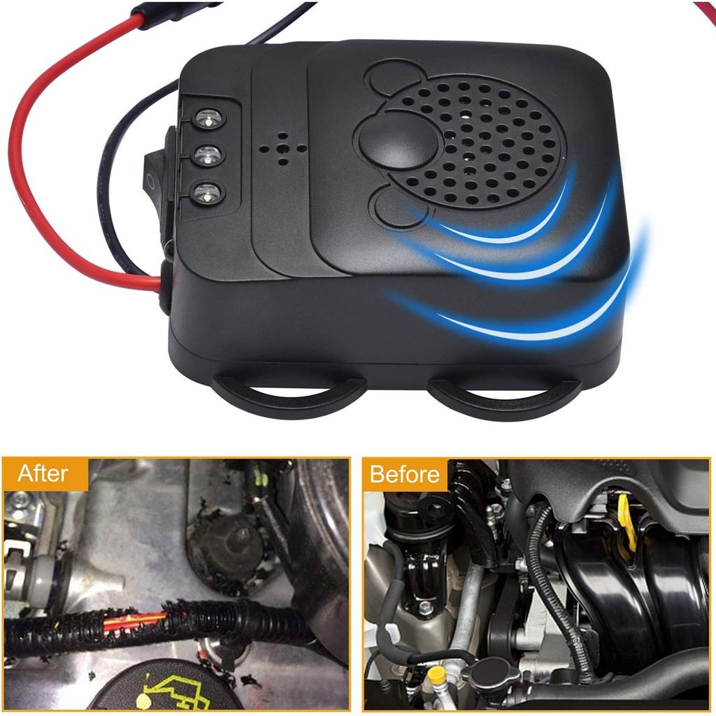 Mårskremmer, Effektiv mårskremmer bil med ultralyd og LED-blitslysfunksjon, USB- eller batteridrevet, Egnet for lastebiler, hjem osv.