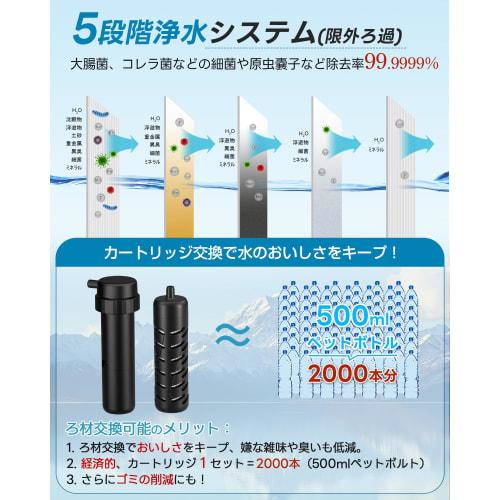 Greeshow Portable Water Purifier, Industry-Leading & Includes Manual Pump, Outdoor Water Purifier, Official Japanese Product, Solar Rechargeable, Filt