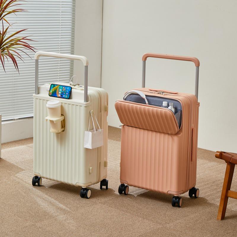 24-inch Women's Wide Drawbar Front-Open Multifunctional Suitcase & 20-inch Men's Durable Travel Case