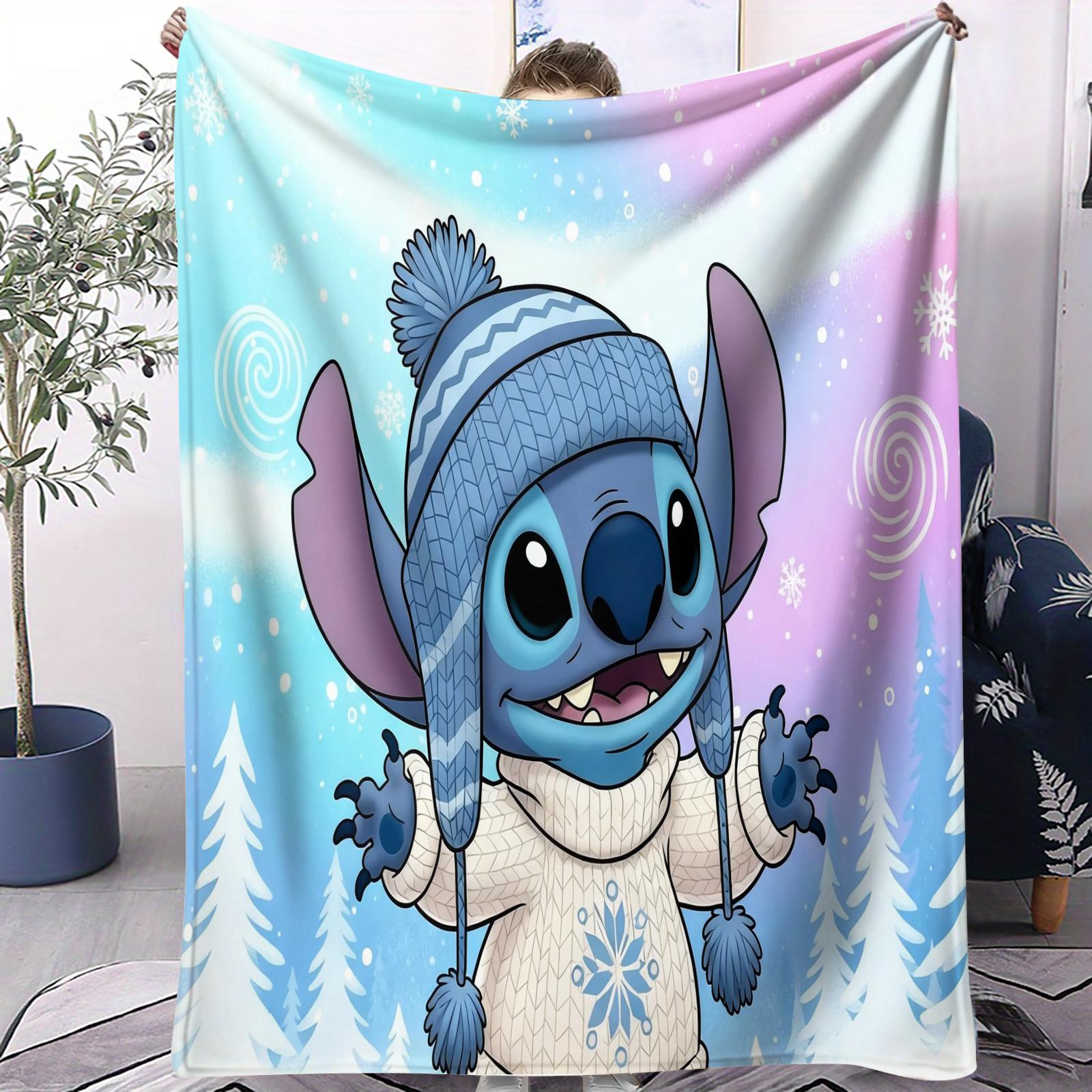 

Stitch Snowy Winter Themed Series Cute Cartoon Print Fleece Blanket for Adult Quality Cozy Warm Blanket for Travel Picnic Home 75x100cm (30x40inch)
