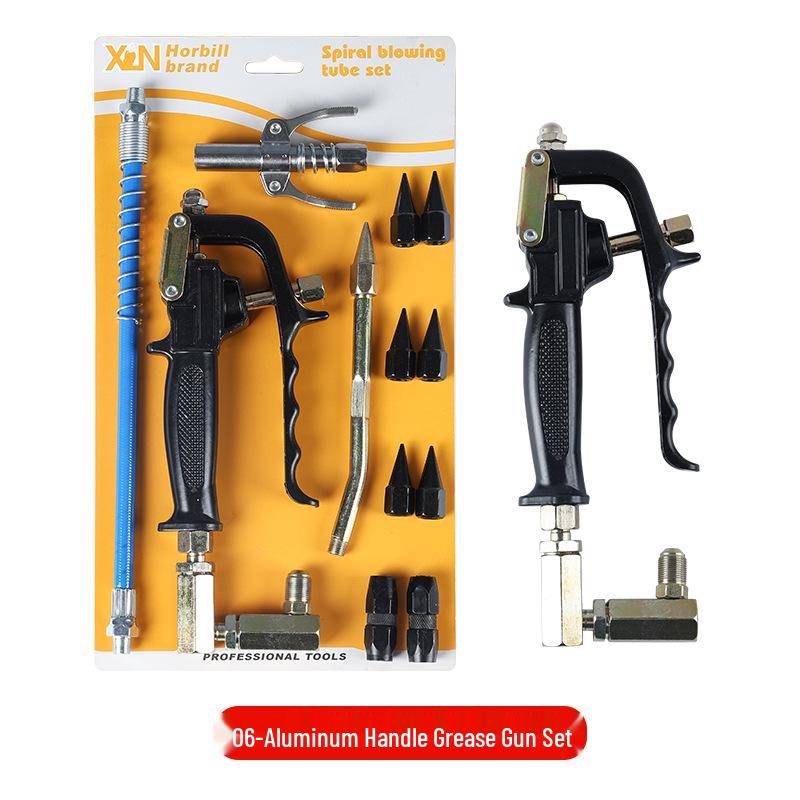 High-Pressure Pneumatic & Electric Grease Gun Set with Universal Nozzle and Oiler Accessories
