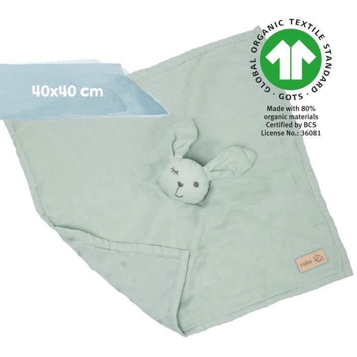 Doudou Lapin Bio Lil Planet - ROBA - 40 x 40 cm - Vert