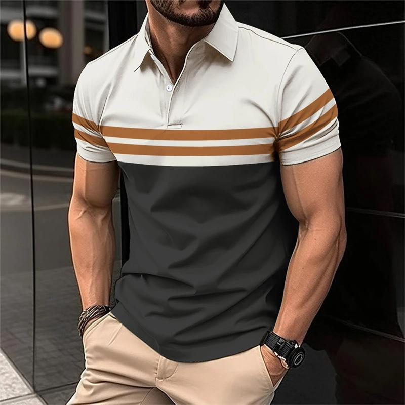 Colored striped pattern men s polo shirt S