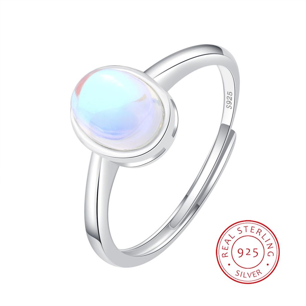Classic Oval Aquamarine Opal Couple Ring for Women Genuine S925