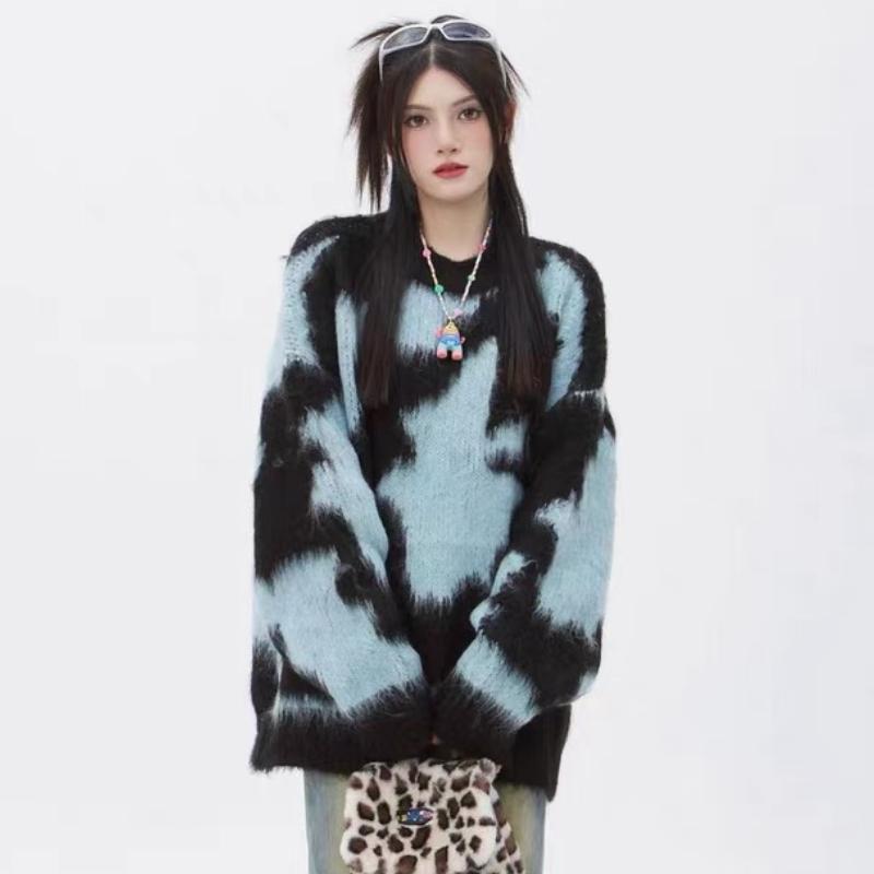 Fashion Loose Pullover Knitted Sweater Women Autumn Outfit Long Sleeve Retro Chic Woman Knitwears Tops Elegant Round Neck Soft Warm Sweaters 24950