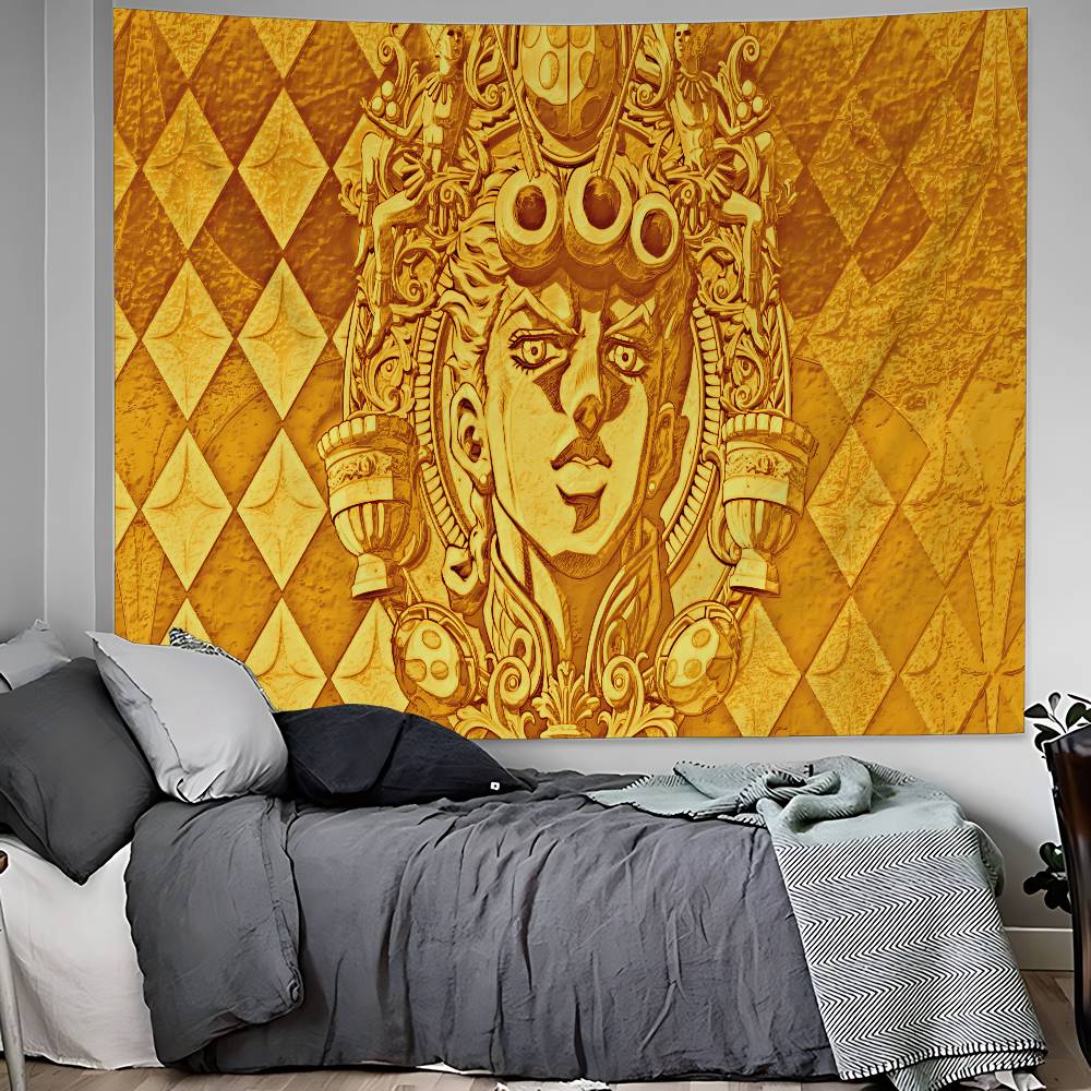 Anime JoJos Bizarre Adventure Tapiz de Pared Grande Impreso Decoración de Pared de Buda Indio Brujería Bohemia Hippie Arte de Pared