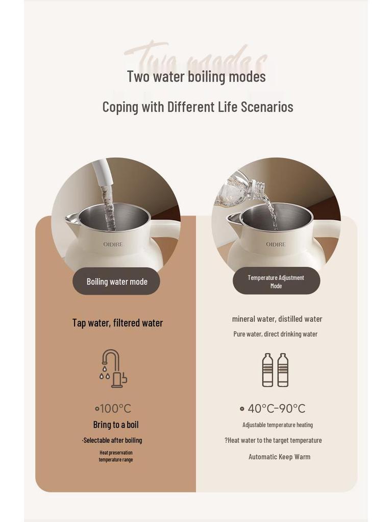 OIDIRE Smart Electric Kettle: 316 Stainless Steel, Thermostatic, Automatic Heat Preservation, Ideal for Brewing.