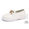 Fashion Women's Chain Decor White Platform Loafers Thick Sole Pu Leather Casual Shoes Woman Comfortable Slip On Walking Shoes Plus Size