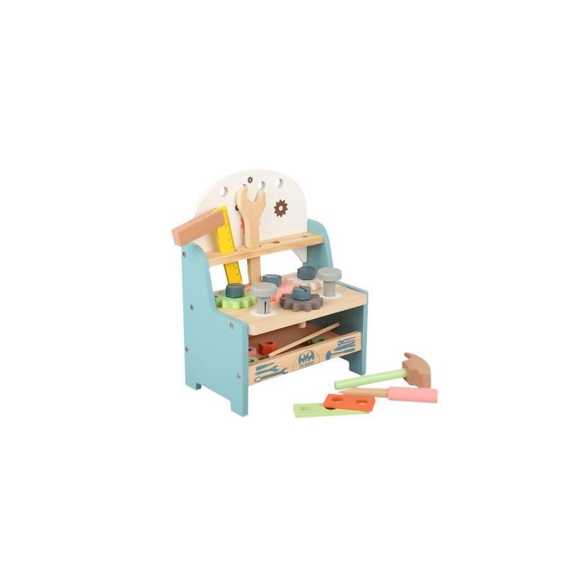 

Стол Деревянный Детский Столешница Набор Инструментов Игрушка Дети Пазл Руки Игры Вкл синий
