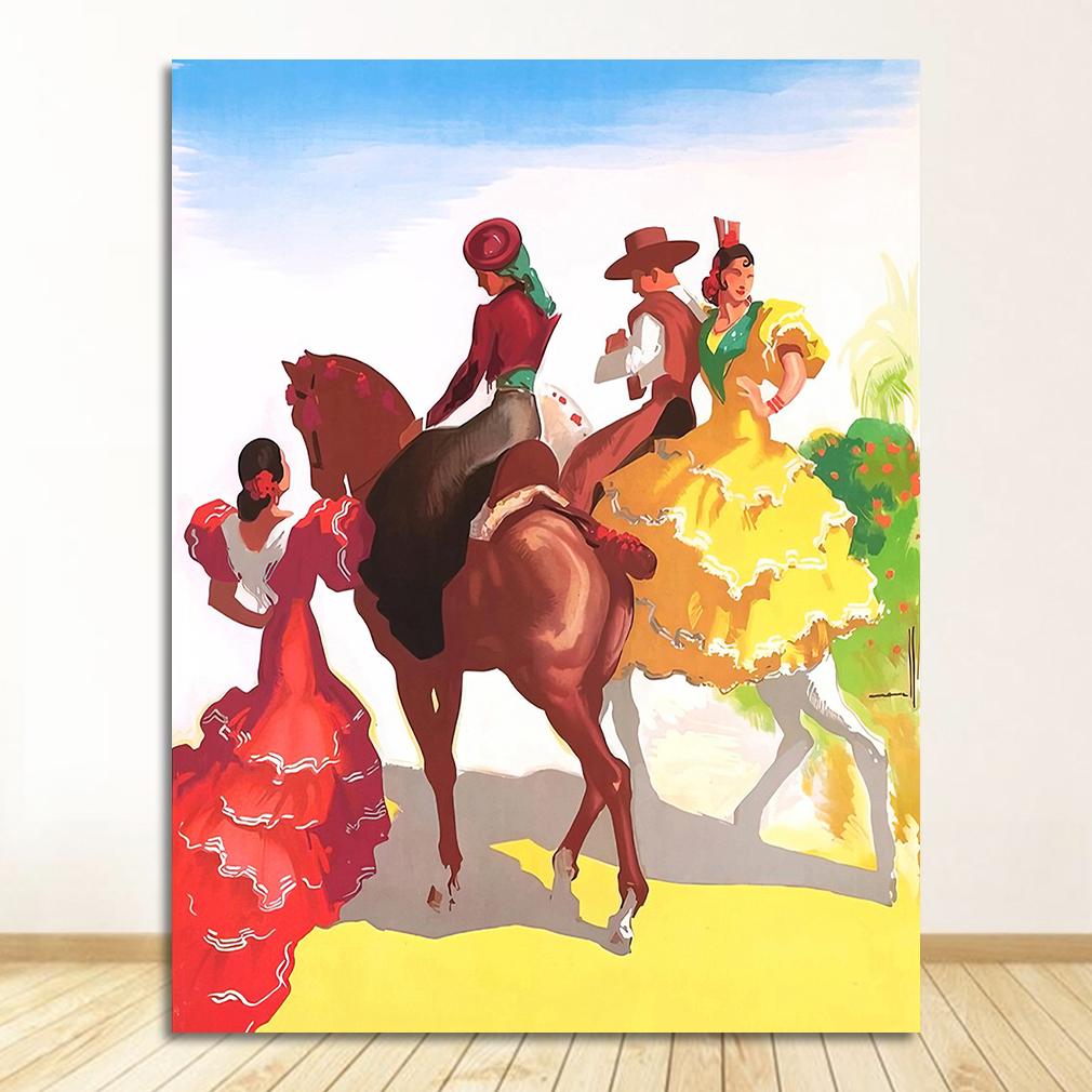 Canvas Painting Vintage Wall Kraft Posters Coated Stickers Home Decorative Pictures Gift Pop Art Travel To Spain Espagne