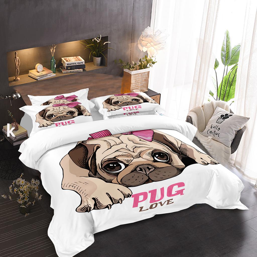 Pug Dog Duvet Cover King Queen Size Funny Pet Puppy Bedding Set For Kids Teens Adults Animal Cute Expression 2/3pcs Quilt Cover