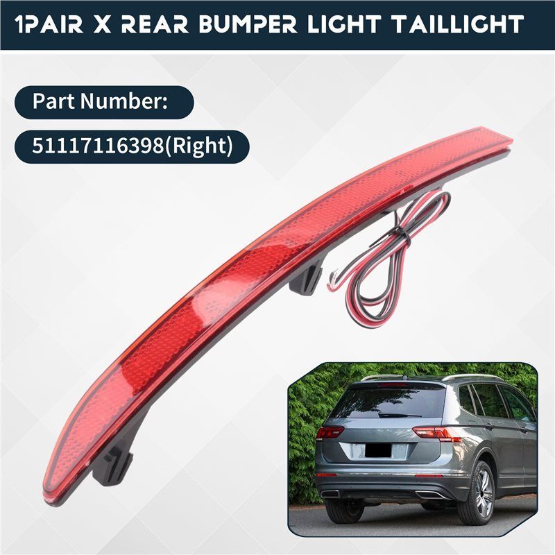 For VW Tiguan 2 II MK2 AD/BW 2017-2020 Rear Bumper Car Brake Signal Turn Reflector Taillight Light