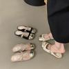 Xiaoxiangfeng Mary Jane single shoes fairy French sandals women's shoes 2025 spring and spring flat-bottomed bag head wearing half slippers woman