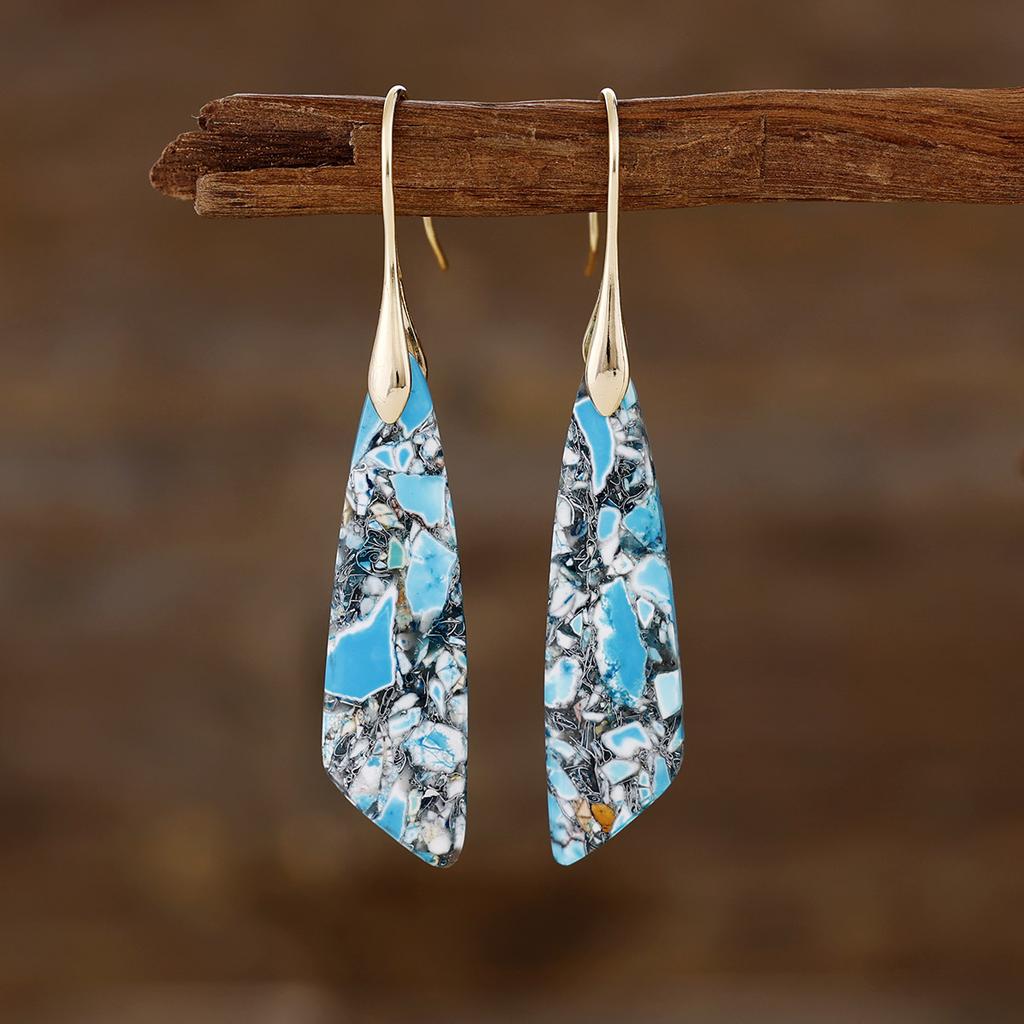 Bohemian Emperor Stone Geometric Pendant Earrings Popular Natural Stone Jewelry