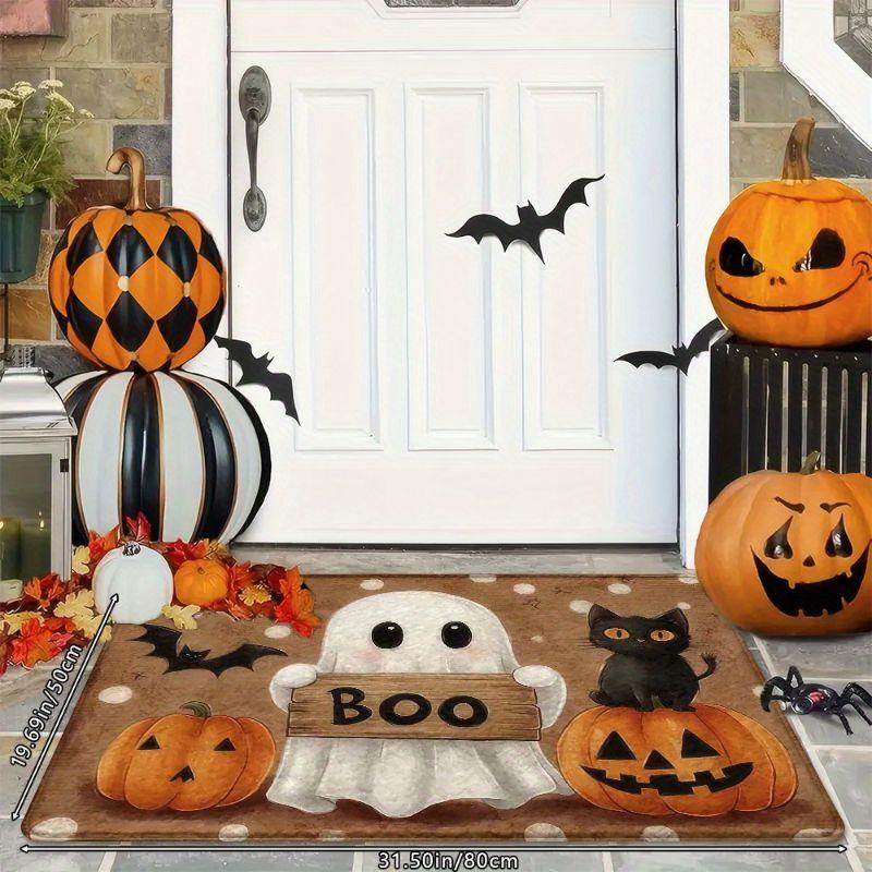 1/2pcs Retro Cute BOO Ghost Halloween Doormat Non-Slip Floor Mat Entryway Kitchen Front Door Fall Home Decor