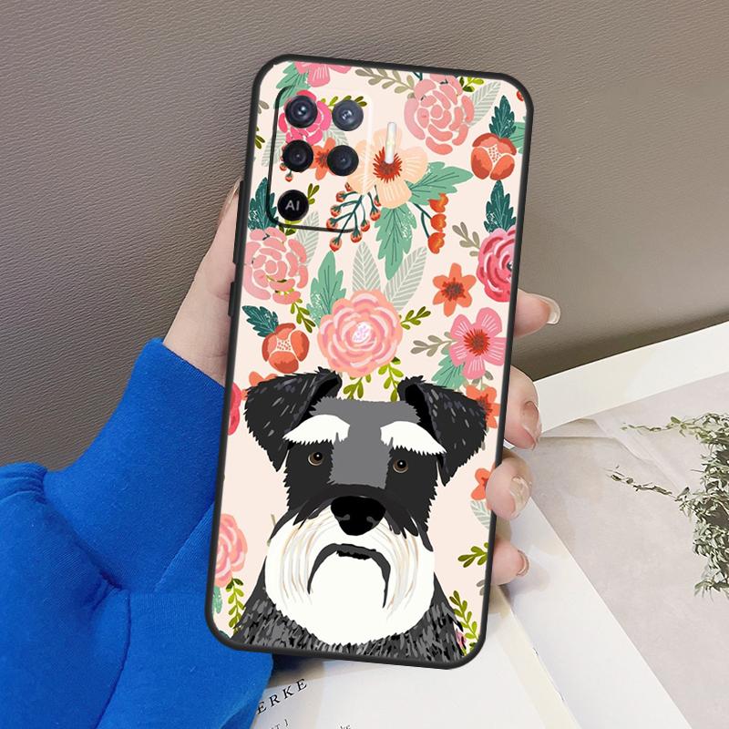 Copertura Artistica per Cucciolo di Schnauzer per OPPO A15 A16 A3S A5S A52 A72 A94 A74 A54 A83 A91 A93 A31 A5 A9 2020 A53 S