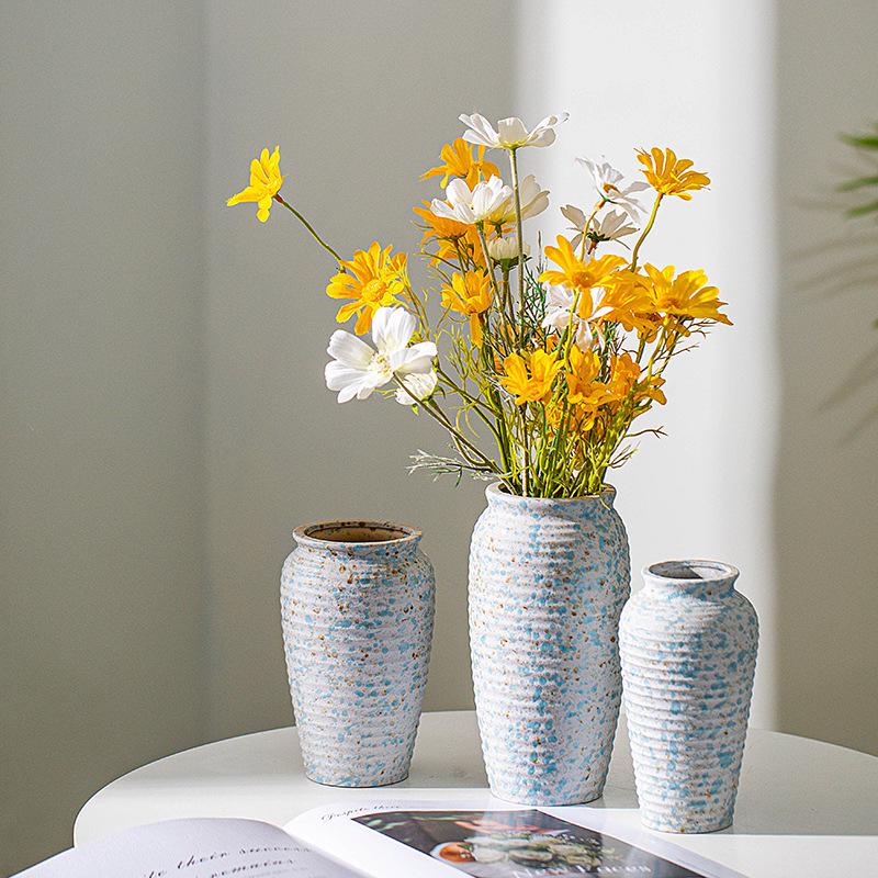 Minimalist Kiln-Fired Ceramic Vase: Home Living Room Decor for Fresh or Dried Flowers