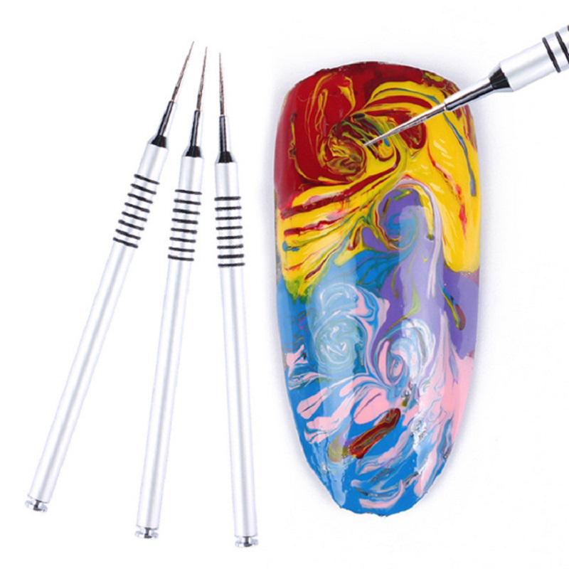 

1 шт., 7 мм, кисть для дизайна ногтей, ручки-лайнеры из сплава, ручка для рисования УФ-гелем, лайнер-ручка серебряный