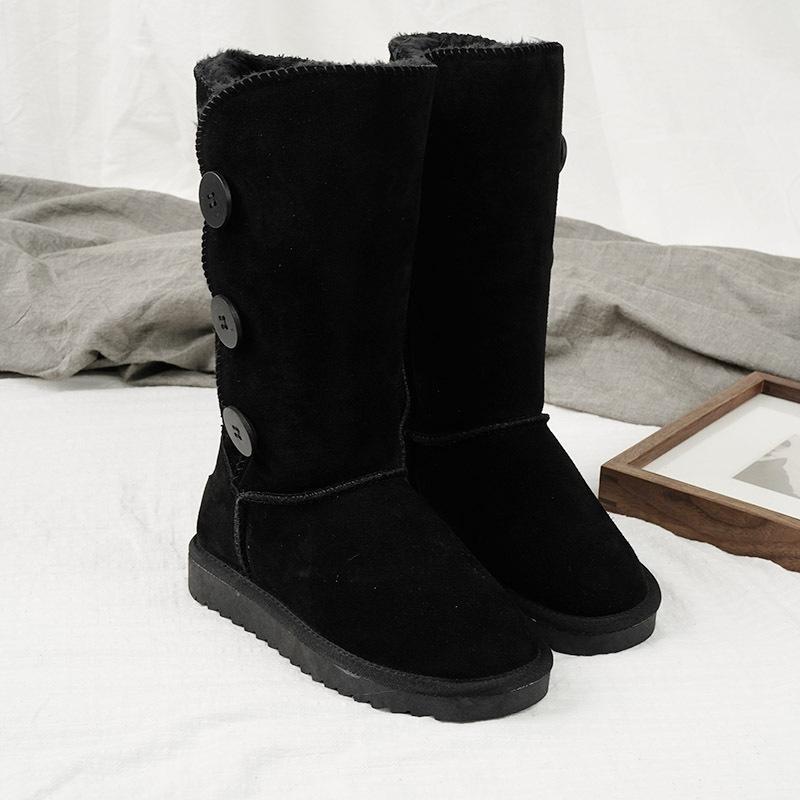 

Высокие зимние сапоги на трубке, женские зимние плюшевые утепленные хлопковые сапоги, женские теплые нескользящие повседневные ботинки большого размера 41 чёрный