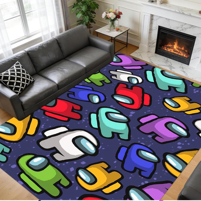 Anti‑Slip Crystal Velvet Floor Rug, Among Us Design Carpet for Indoor Living Bedroom Home Decoration