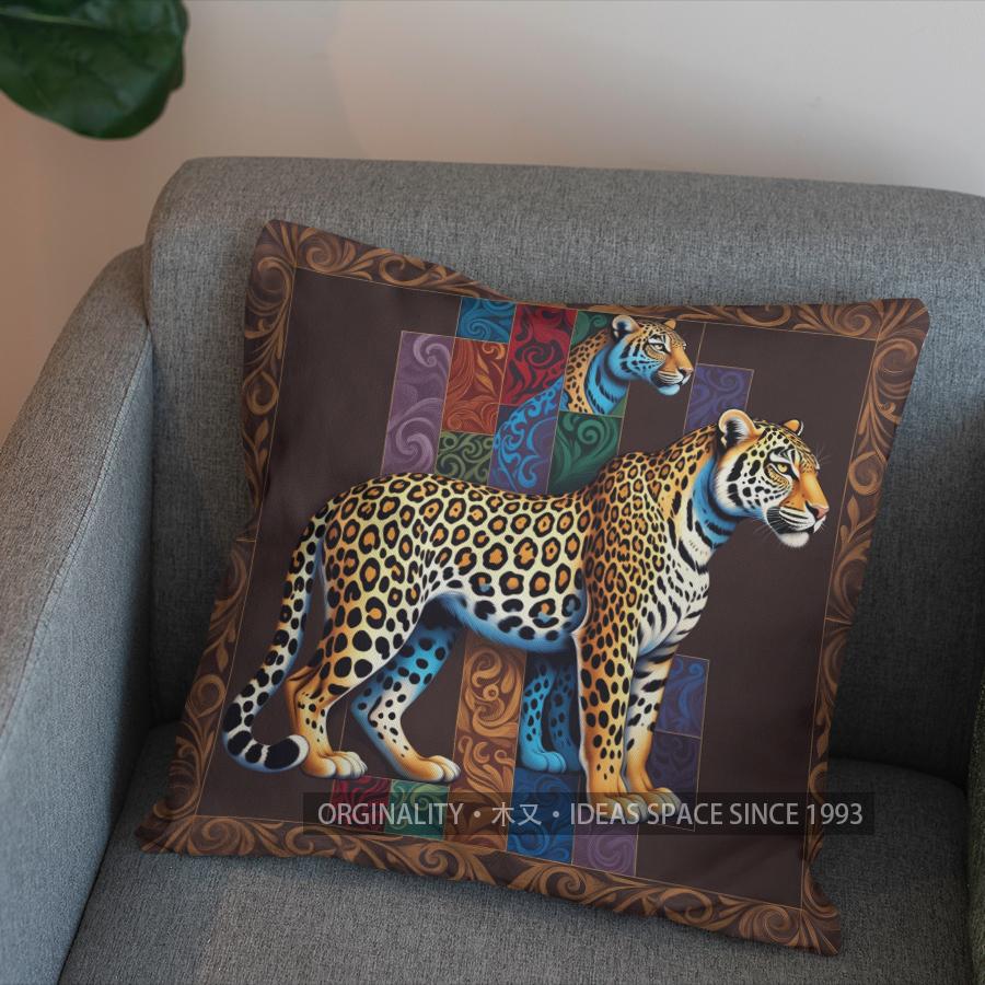 2D Colorful Leopard Art Pillow For Home Decor Pattern Cushion Cover Suitable For Sofa Bedroom Car Pillow Cover