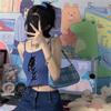 Gothic Grunge Y2k Rückenfreies Crop Top Ärmelloses Damen Kawaii Niedlich Weiß Gestrickte Camis Tank Tops Sommer Mode Weste Weibliche Schnürung Kleidung