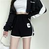 Gray Sports Casual Pants for Women In Summer, Small High-waisted, Slim, Relaxed Fit Wide-leg Pants Shorts